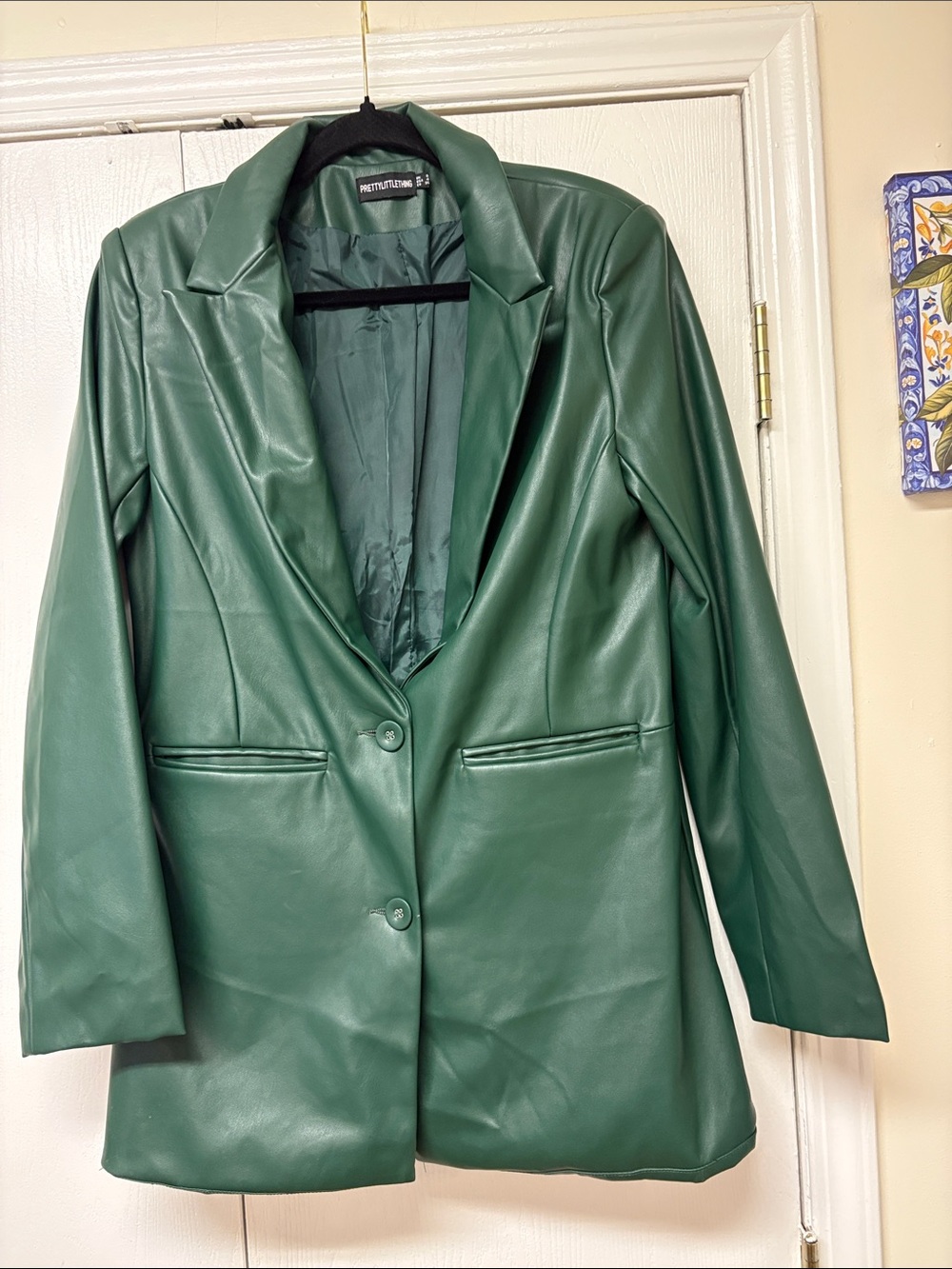 Faux Leather Green Blazer Jacket size 4